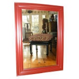 Large Red Laquered Wood Framed Mirror 2