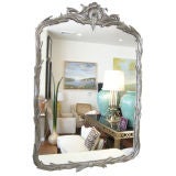 Antique A Striking French Pewter Finished Mirror