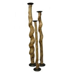 Studio Craft Artist David N Ebner, Sassafras Wood Candle Sticks