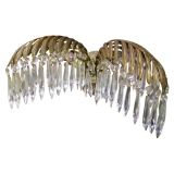 Fabulous, Art  Deco Crystal 
Brass Palm Sconce.