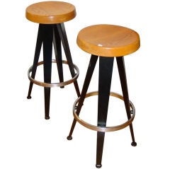 Pair of Classic Prouve  Style Stools