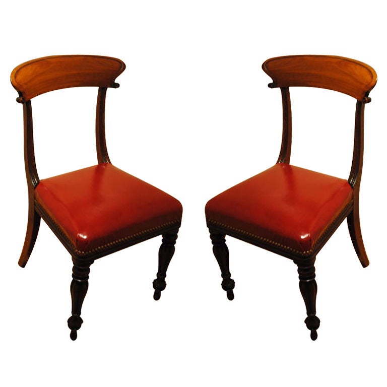 A Magnificent Pair of  Signed Regency Chairs