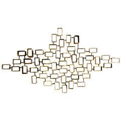 Abstract Gilded Brass Rectangle Wall Sculpture
