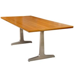 Teak & Steel Dining Table/Desk by American Studio Craft Artist, David N. Ebner