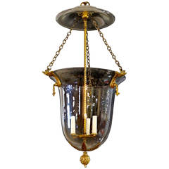 French Gilded  Bronze and Crystal Bell Form Chandelier