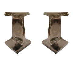Pair of Sculptured  Stainless Steel Bookends.
