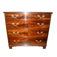 Vintage English Flame Mahogany Four Drawer Chest (Chippendale Style)