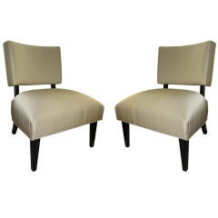 Vintage Striking Pair of Mid-Century Slipper Chairs.