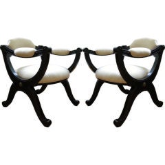 Vintage Pair of Regency Style Curule Form Armchairs