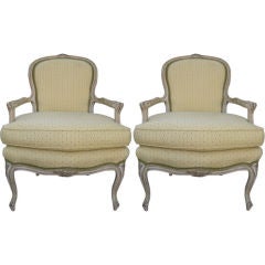 Vintage Pair of Louis XV1 Style  Decorated Fauteuils/Chairs