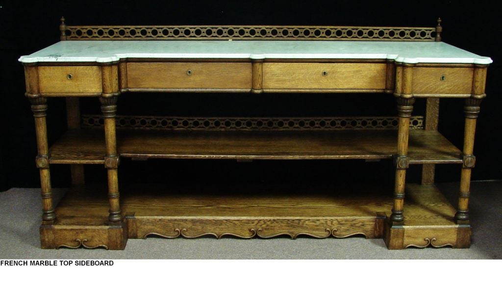 A Rare  French Oak 19thc  Marble Top Serving Table/Sideboard