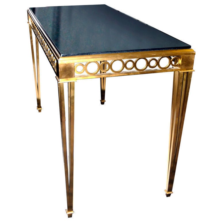 An Exceptional Bronze & Black Onyx Neoclassical Style Console