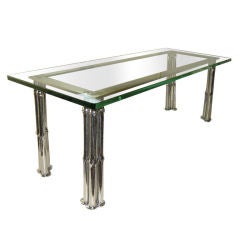 Vintage Rare Mid-Century Bamboo Form Nickel 
Steel Coffee Table.