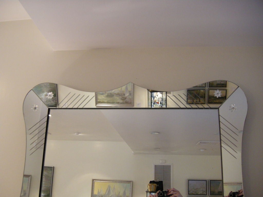 American A Stunning Large Art Deco Scalloped Mirror on Mirror