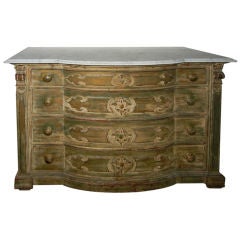 A Wonderful  Carved Dutch Antique Marble Top Commode/Chest