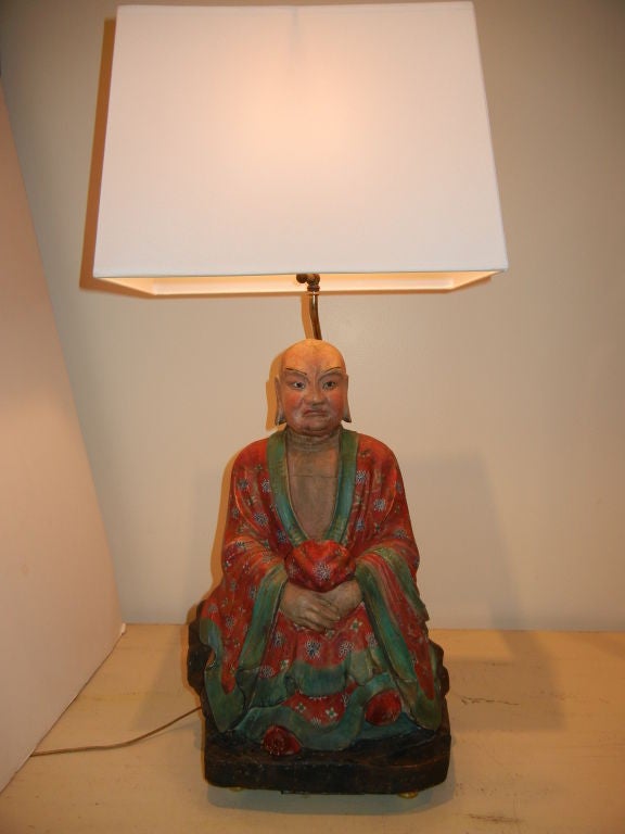 Large Sculptural Lohan Lamp  ( Disciple) of Buddha)