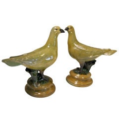 Handsome Pair of Borghese Ceramic Doves