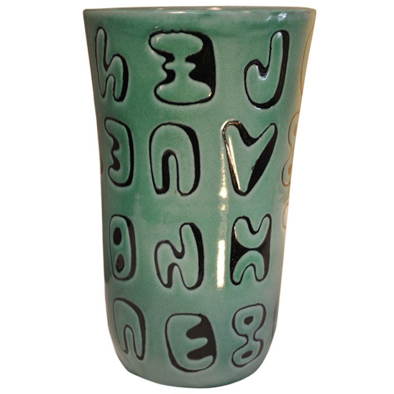 Large Striking Alphabet Ceramic Meister Vase at 1stdibs