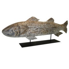 Vintage Primitive, Massive Hand Carved Striped  Bass "Long Island N.Y.