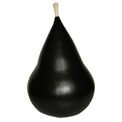 Large Rubenesque Handcrafted Pottery Black Glazed Pear