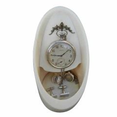 A Gentlemans  19thc Pocket Watch Stand in Ivory