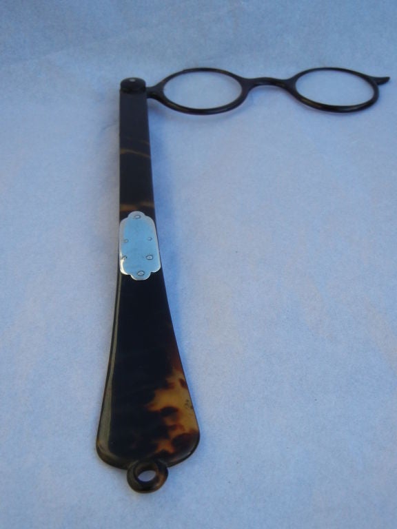 Tortoise Shell & Sterling Silver Lornette Spectacles & Card Case
