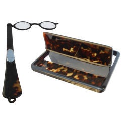 Tortoise Shell & Sterling Silver Lornette Spectacles & Card Case