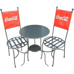 Vintage A  Coca  Cola  Bistro, Table & Chairs Trio,   Americana  - 1950s