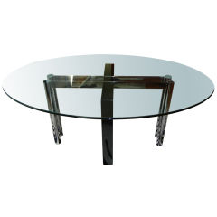 Saporiti 1960s  Glass & Chrome Dining Room Table