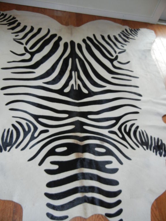 Large Zebra Print Steer Hide Area Rug at 1stdibs