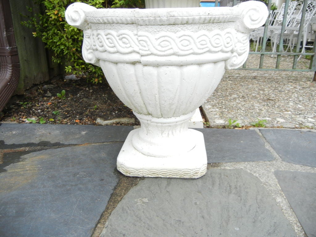 Régence Pair of Vintage French Stone White Planters