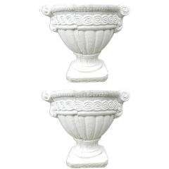 Pair of Vintage French Stone White Planters 12