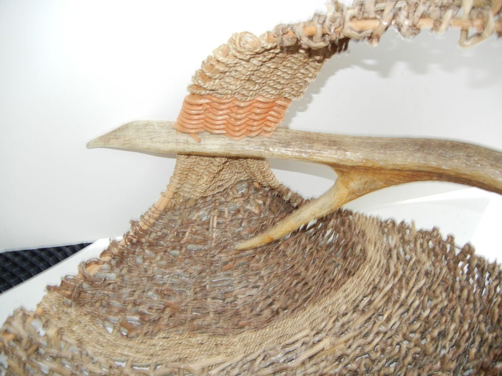 American A Rare One of A Kind Sculptural Elk Horn Basket.