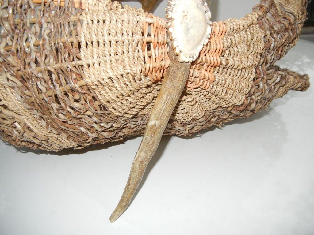 A Rare One of A Kind Sculptural Elk Horn Basket. 2