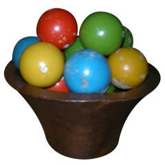 A Group of 15 Antique Colored Croquet Wooden Balls