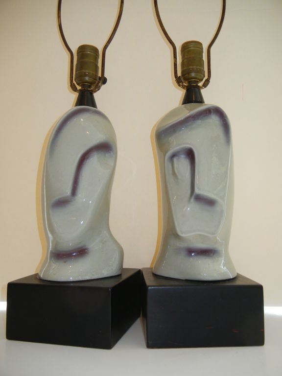 Pair,  Rare Ceramic His & Her Picasso Lamps