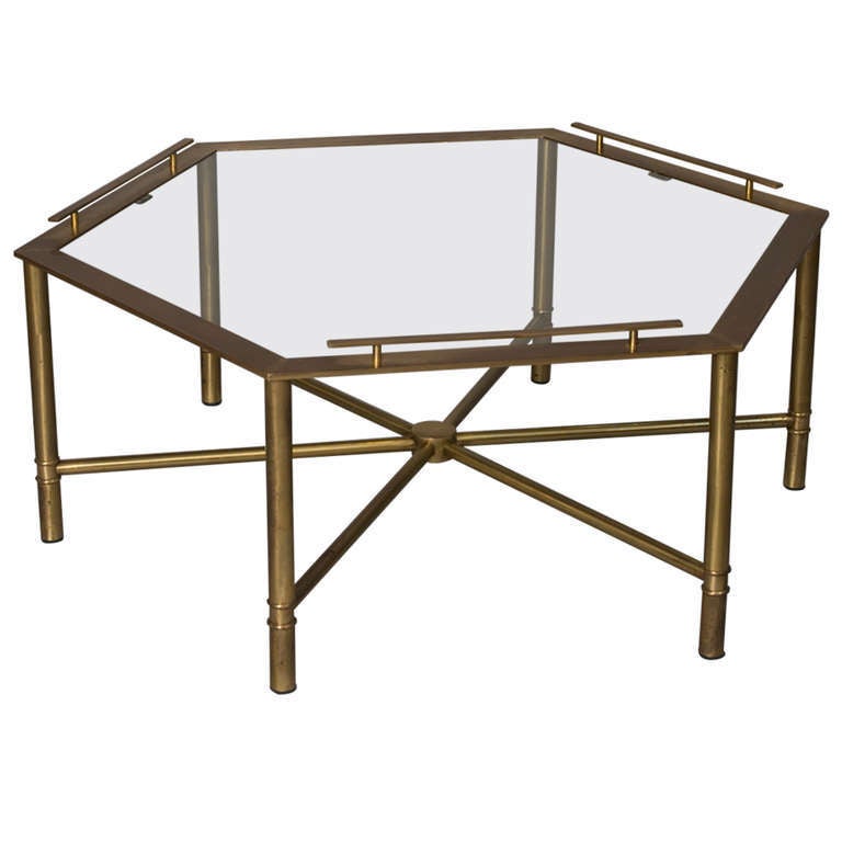 A Brass Six Sided 1970s Coffee Table by Mastercraft