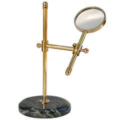 Vintage A Mid-Century Brass & Marble Magnifying Glass