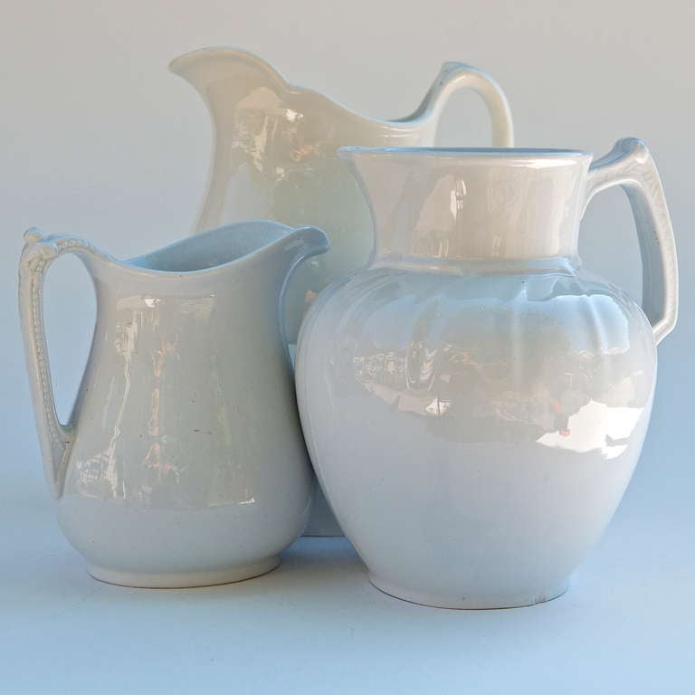 white ironstone pitcher