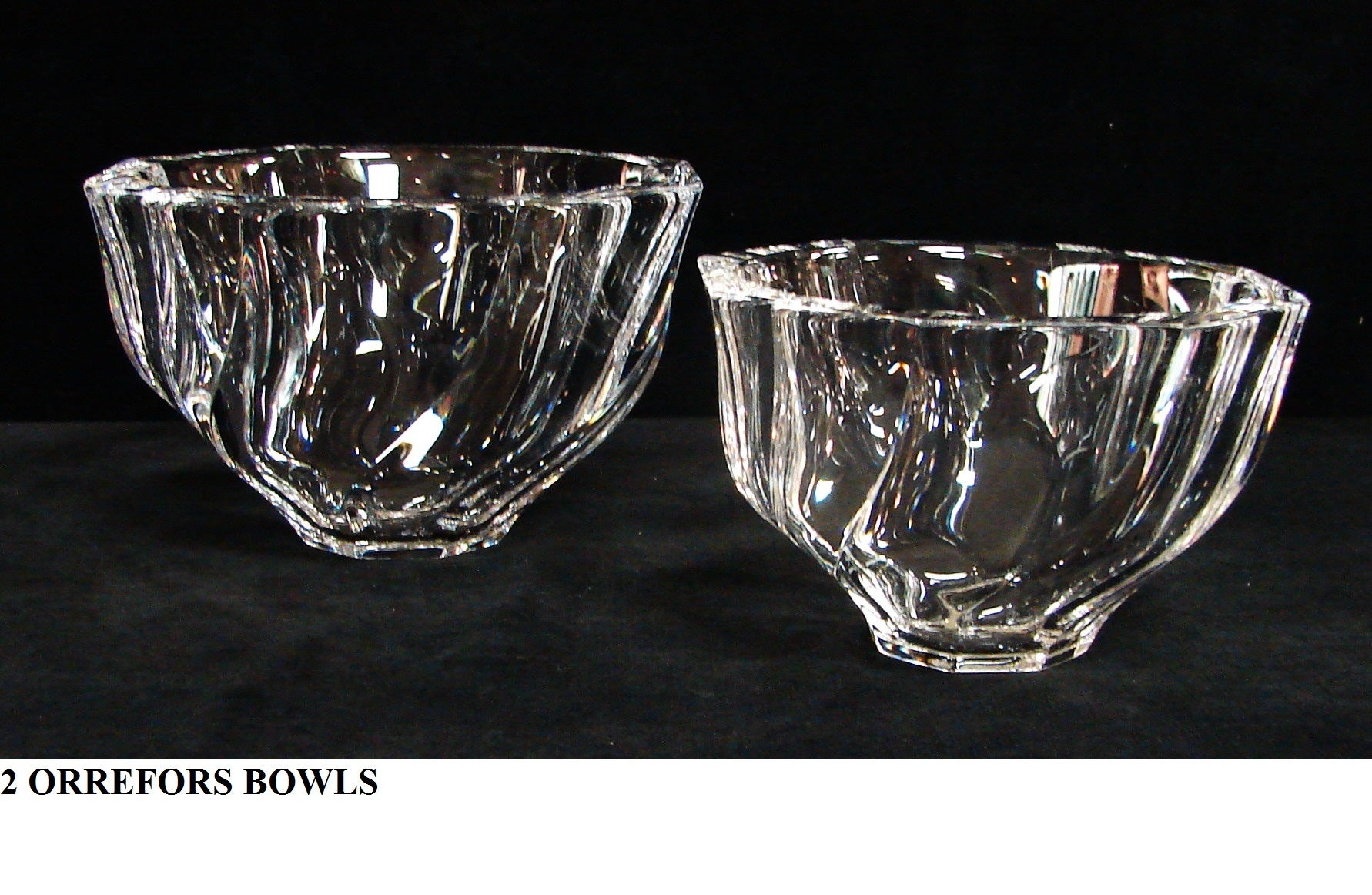 Two Orrefors Lead Crystal Bowls by Olle Alberius