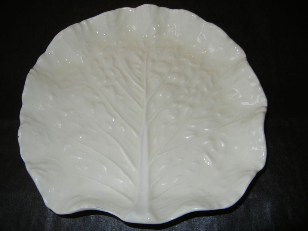 Ceramic Six English Majolica Cabbage Leaf Plates