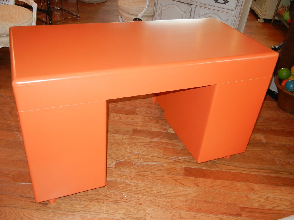 An Exceptional Retro Orange Lacquered 1950s Desk 4