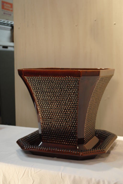 A Spectacular Royal Haeger Hobnail Jardiniere with Saucer