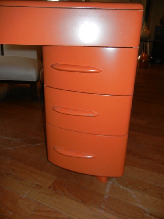 American An Exceptional  Retro Orange Laquered 1950s  Desk