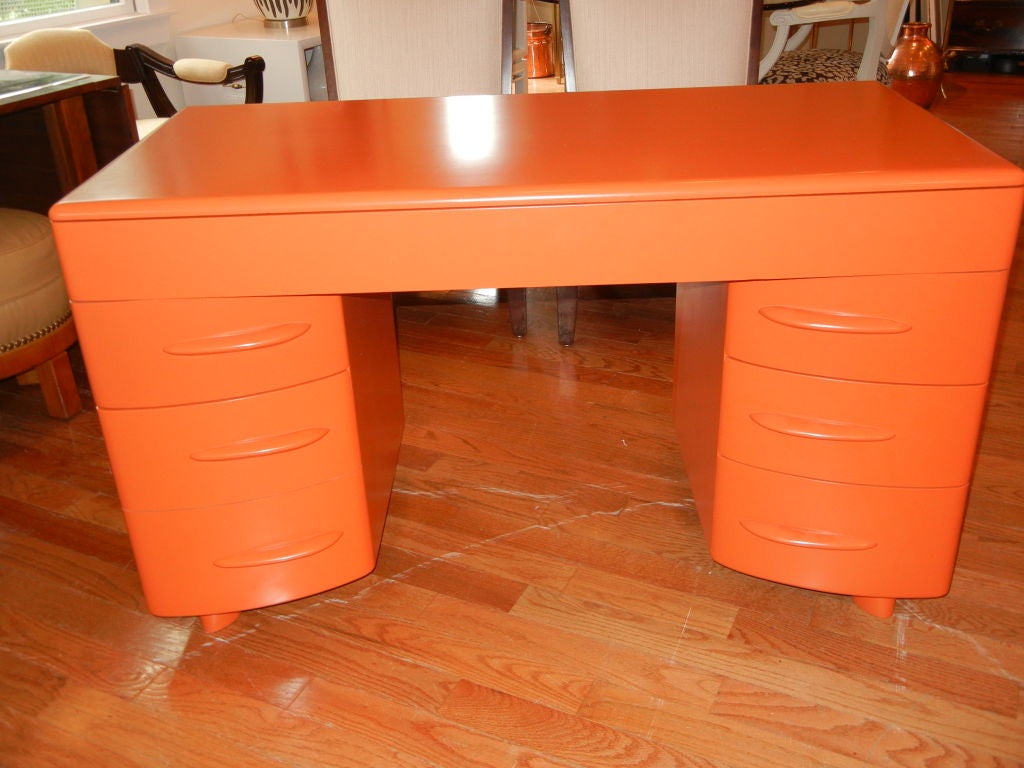 An Exceptional  Retro Orange Laquered 1950s  Desk 5