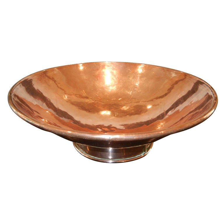 An Exceptional  Antique English Solid Copper Pedestal Bowl