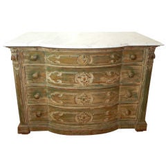 Dutch Hand Carved 19thc Marble Top Chest of Drawers/Commode.