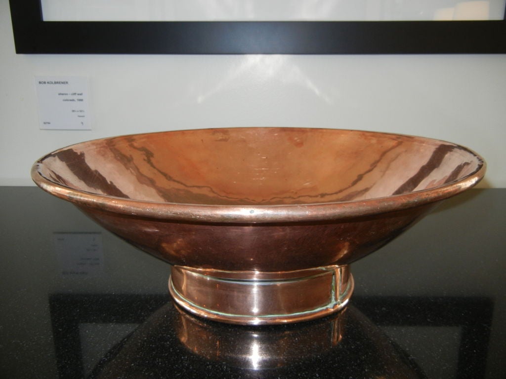 19th Century An Exceptional  Antique English Solid Copper Pedestal Bowl