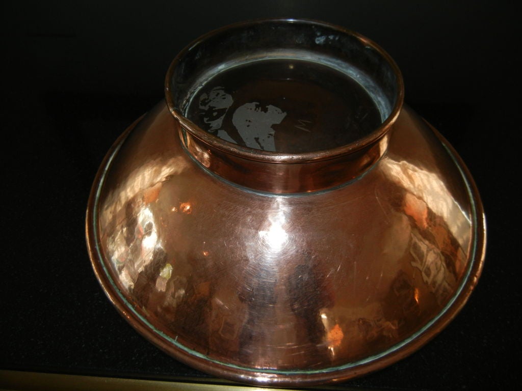 An Exceptional  Antique English Solid Copper Pedestal Bowl 1