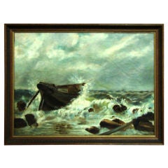 Oil on Board "SHIPWRECKED"  Late 19thc